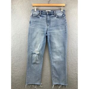 Evereve The Ever Straight High Rise  Raw Hem Jeans 29
